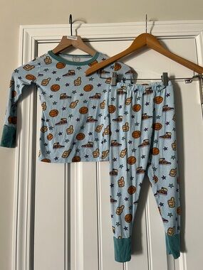 "Hoop There It Is!" Neon Basketball Bamboo Pajama Set